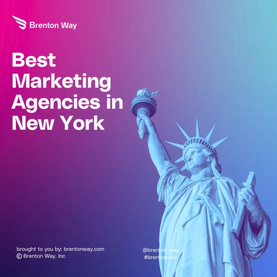 Brenton Way blog cover graphic titled 'Best Marketing Agencies in New York (2026): Full-Service, Creative & Brand Firms'.