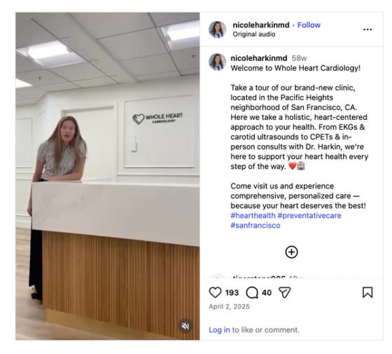 Remarketing PPC Campaigns for cardiology ppc - Cardiology clinic tour Instagram post