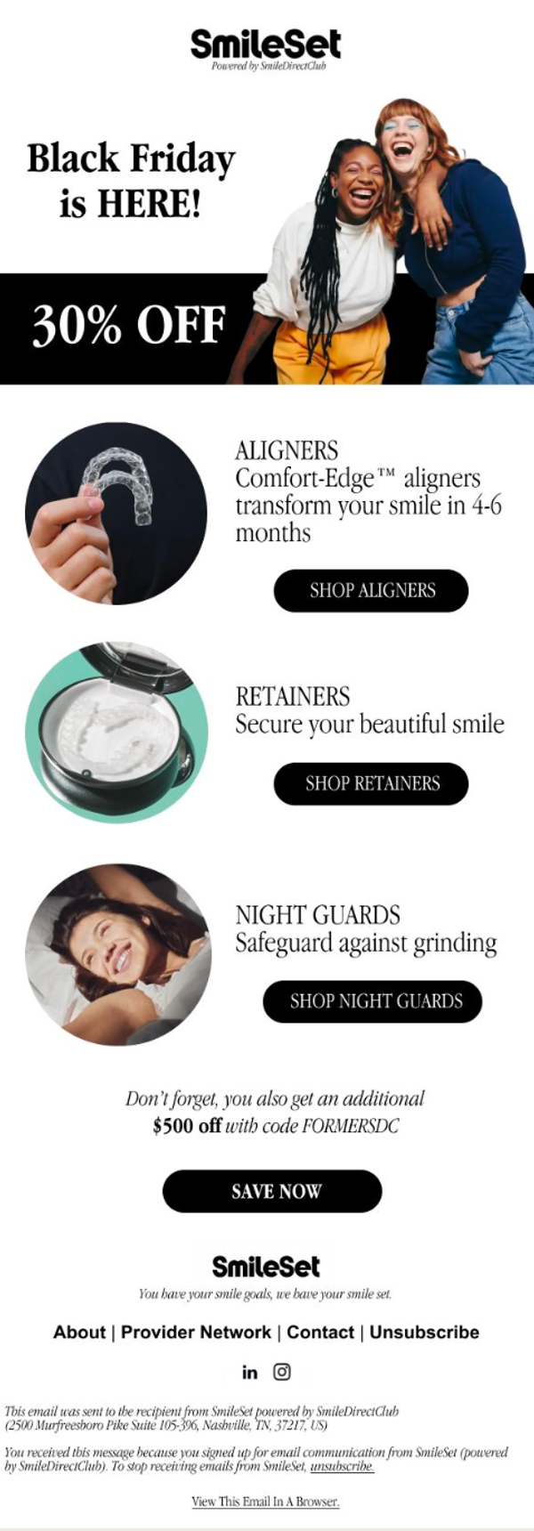 SmileSet broadcast creative — Cyber Monday