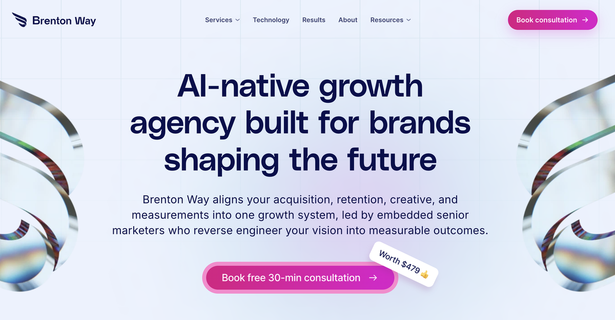 Brenton Way website introducing its growth marketing services.