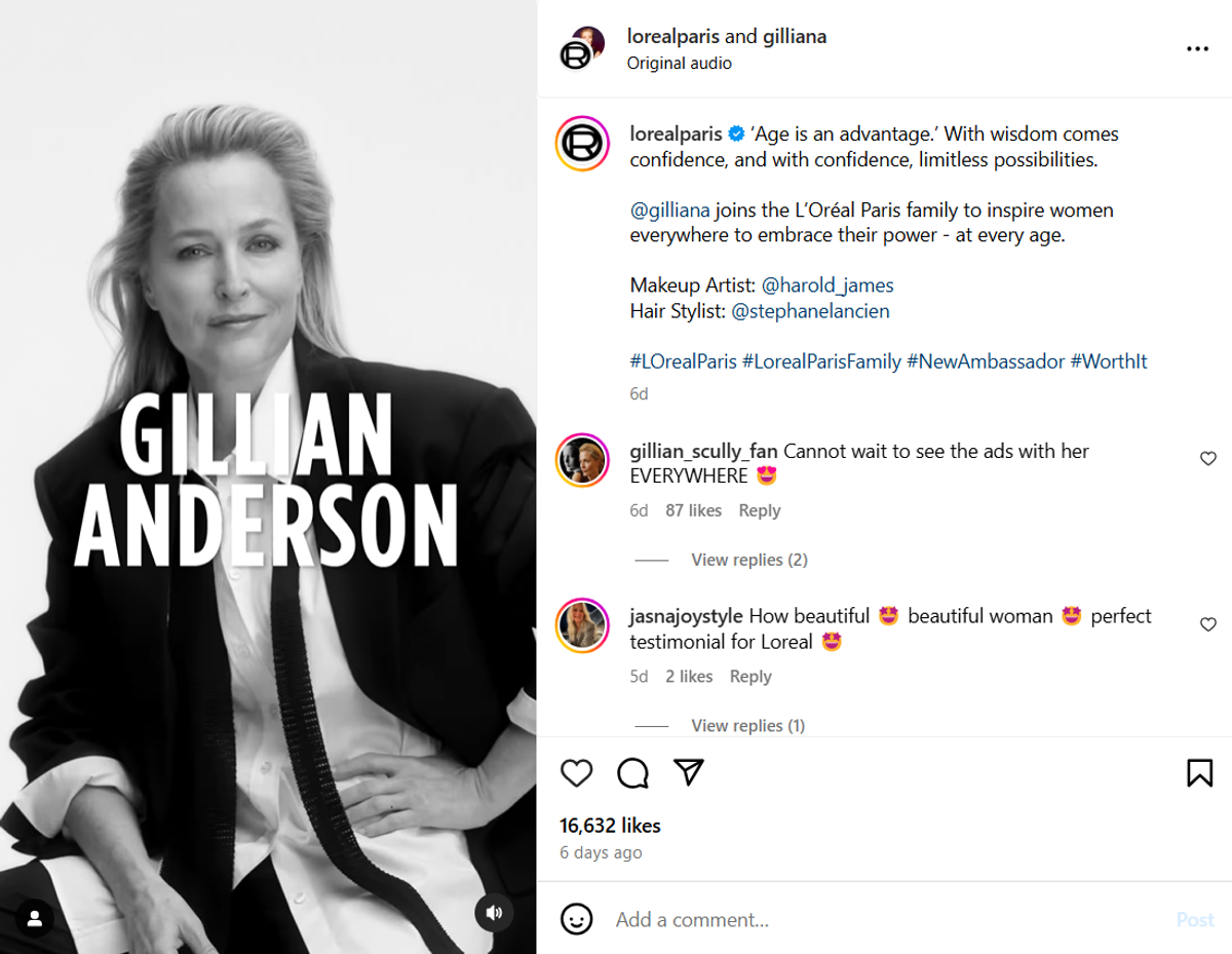 L'Oréal Paris's 'Age Perfect' Campaign with Gillian Anderson To Redefine Inclusivity