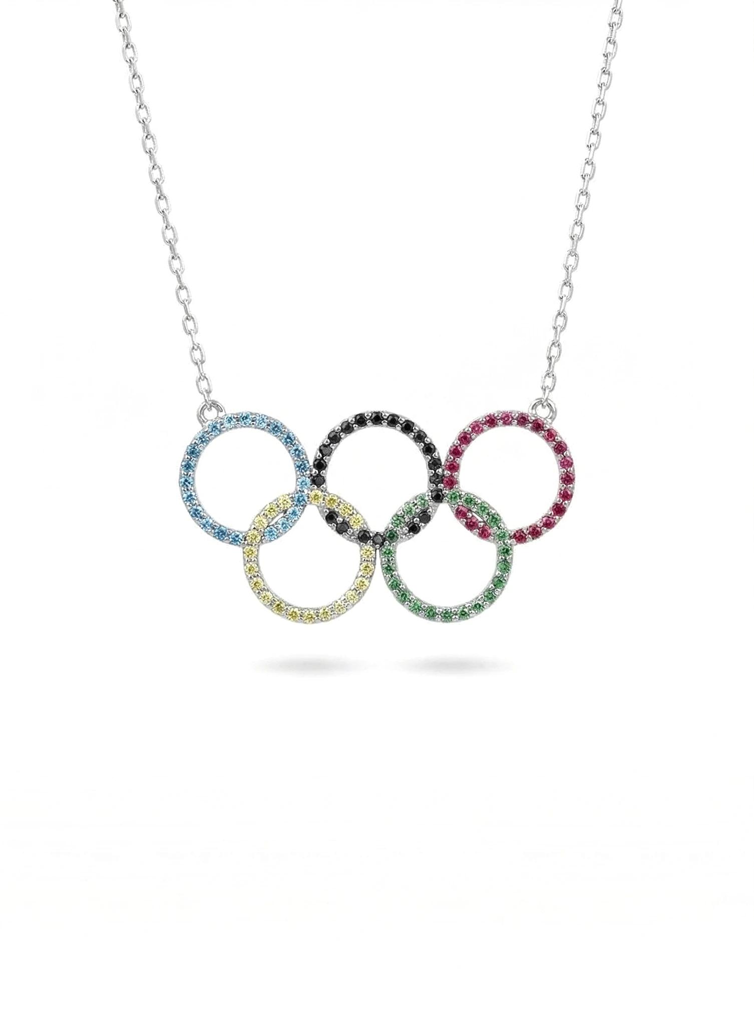 Olympic Colours Pendant, White Gold