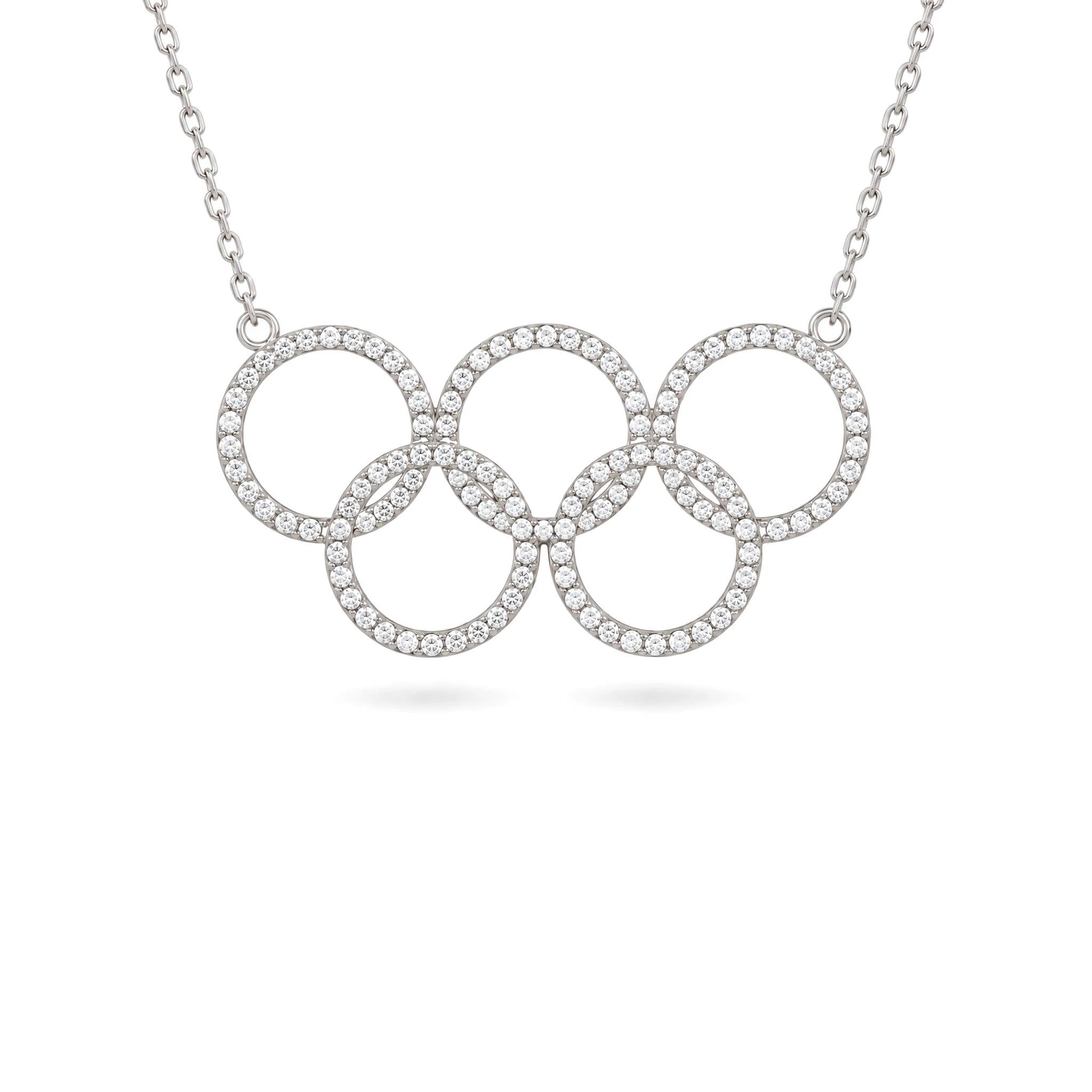 Olympic Diamond Pendant, White Gold