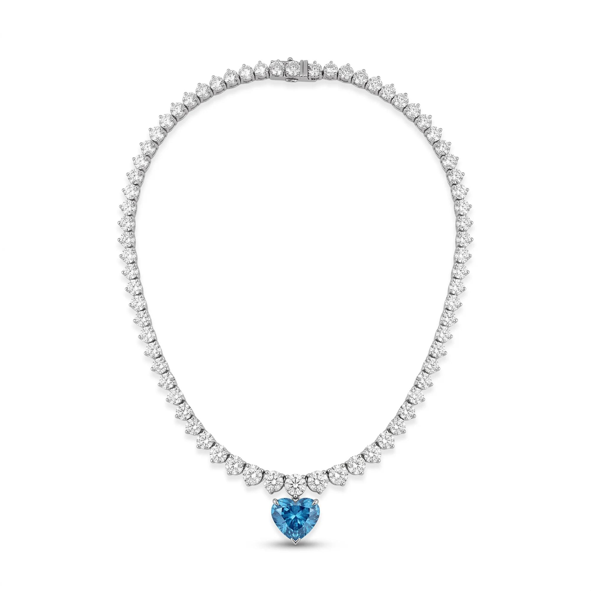 Tennis Necklace / Blue Heart