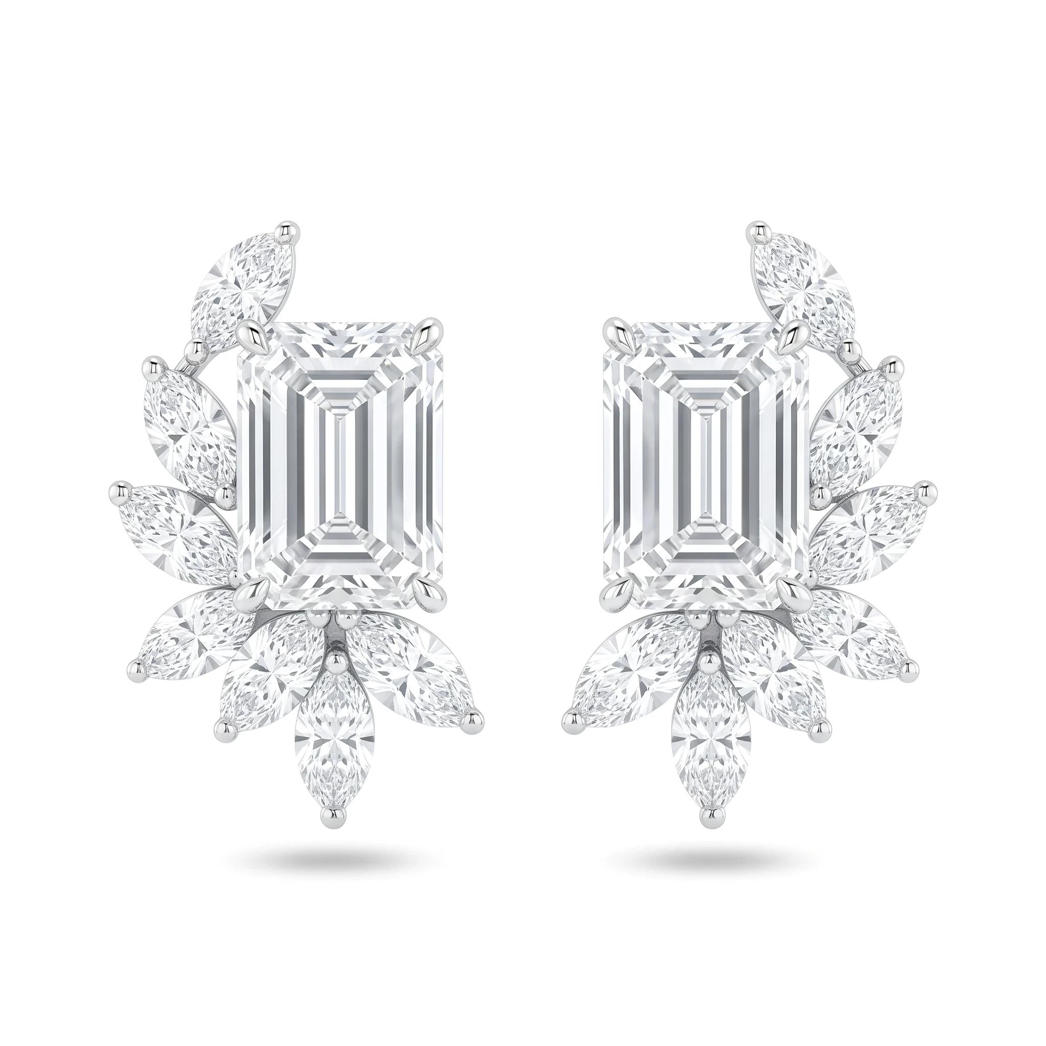 Emerald & Marquise Cluster Earrings