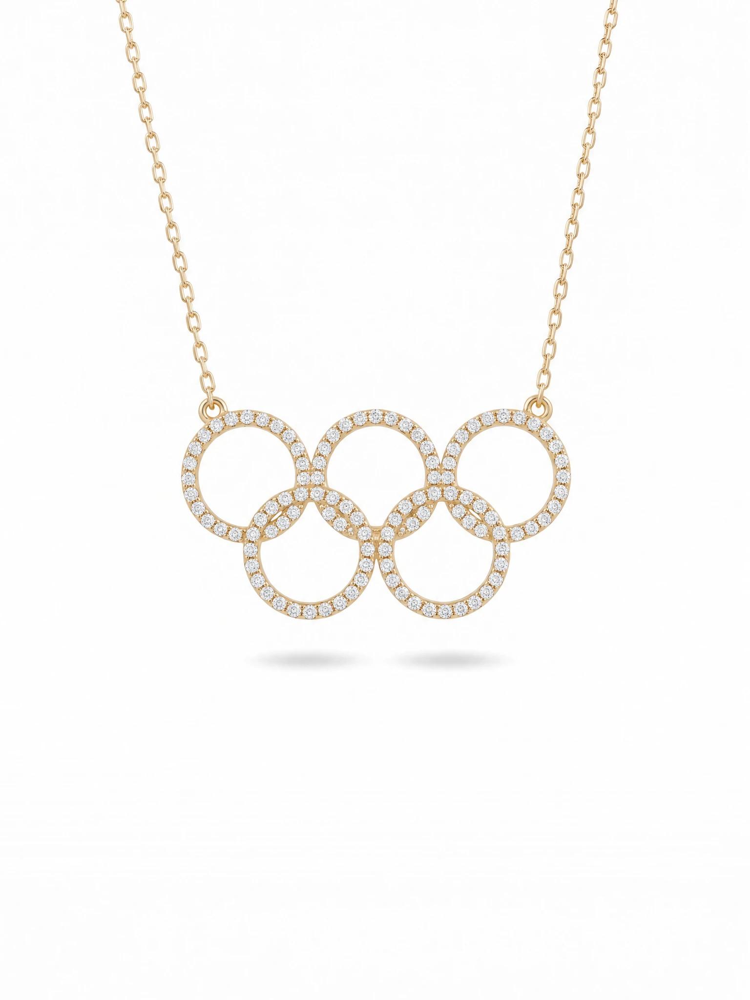 Olympic Diamond Pendant, Yellow Gold
