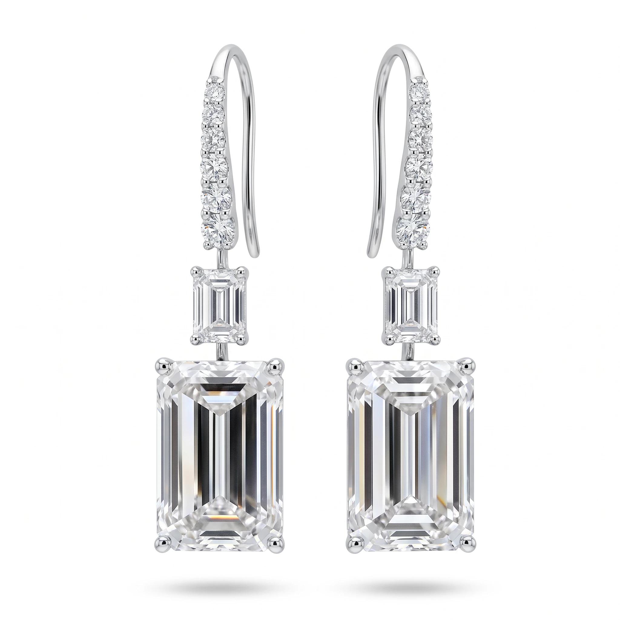 Emerald Cut Drop Earrings
