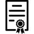 black illustration icon of a certificate representing a licence