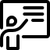 icon of person in front of a screen pointing, illustrating teaching