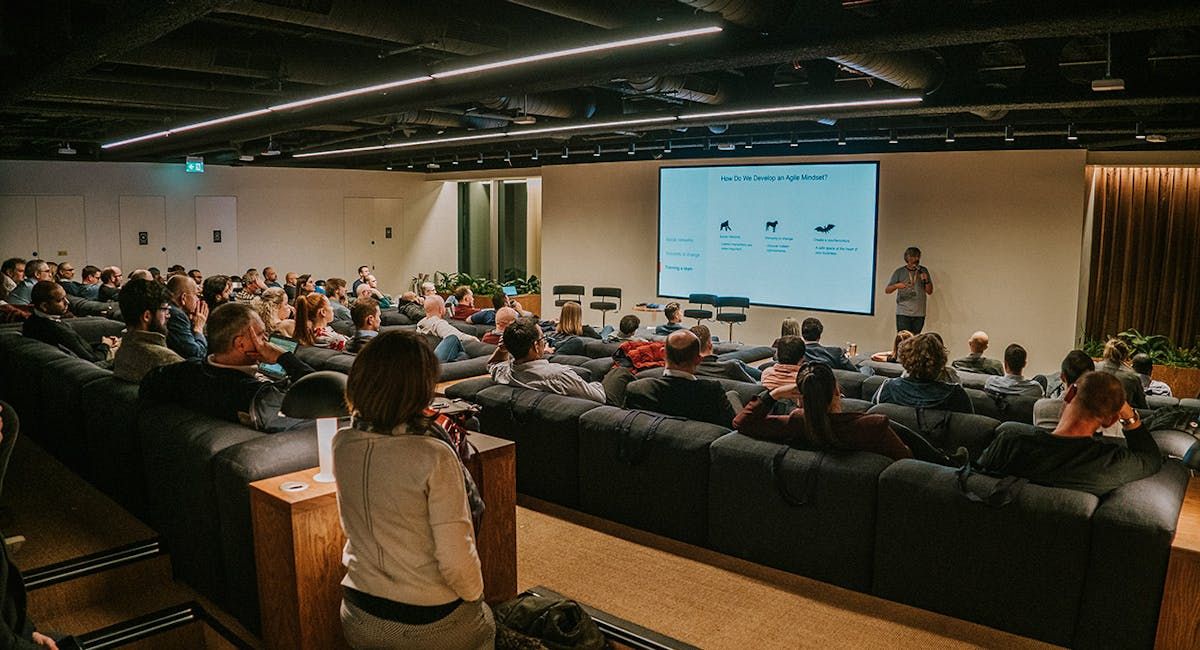 Photo of John Turley presenting a talk