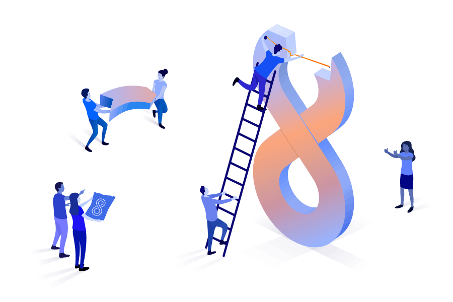 People building DevOps infinity sign