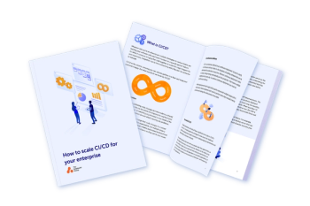 Open pages of scaling CI/CD in the enterprise eBook