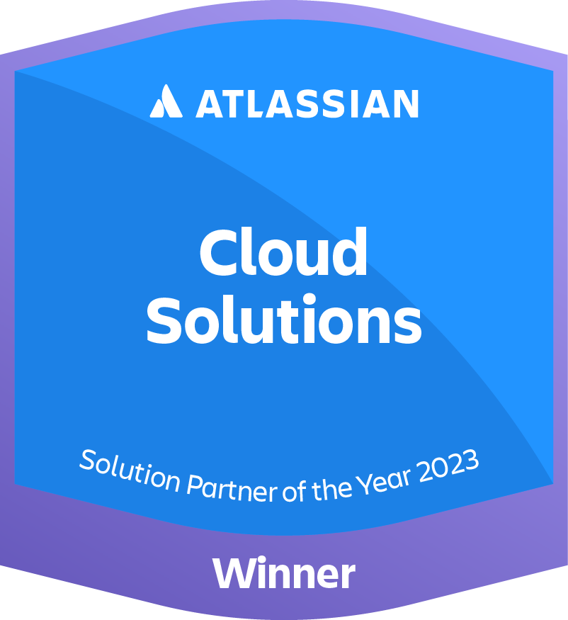 Abzeichen „Atlassian Partner of the Year 2023: Cloud Solutions“