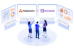 Three people in front of screens with Adaptavist and GitLab logo 