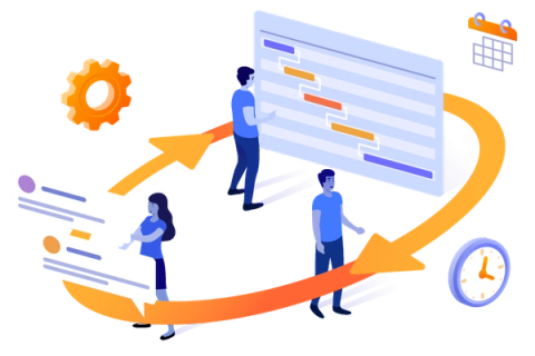 people with tasks, apps setting and calendar surrounding them
