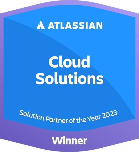 Abzeichen „Atlassian Partner of the Year 2023: Cloud Solutions“