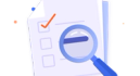 Magnify  glass over a check board 