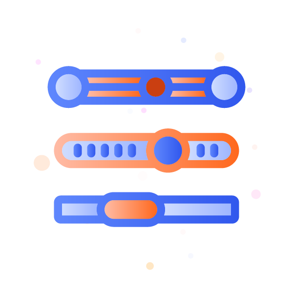 Three rows of controls