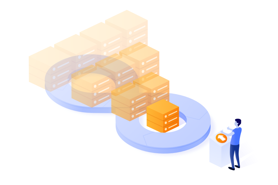 Person looking at some cubes on a DevOps infinity logo