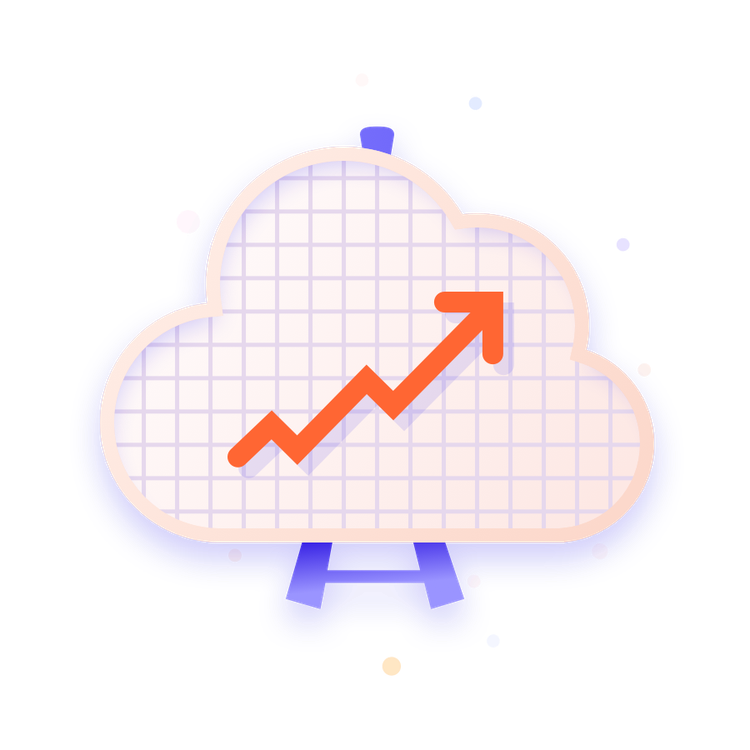 Un gráfico de una nube con una flecha hacia arriba