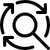 Magnifying glass within circle of arrows icon