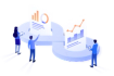 persone osservando grafici su icona devops