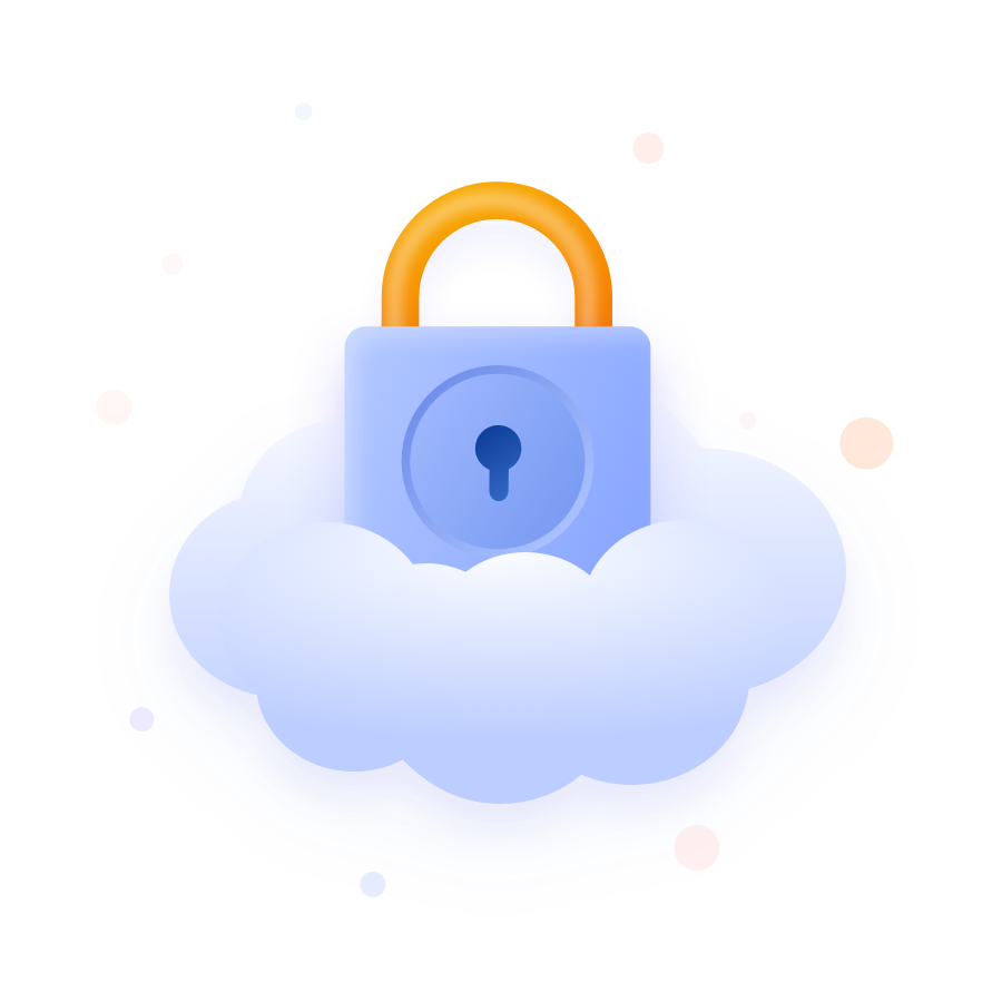 Lock illustration on a cloud