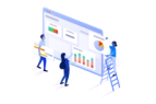illustration of people building a monday board