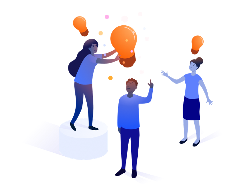 Adaptavist illustration showing people having 'lightbulb moments'