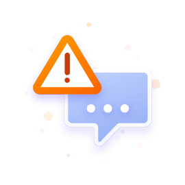 Warning sign over a speech bubble