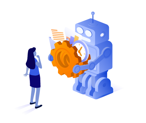 Robot with cogs full of tools