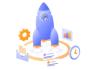 rocket with dashboards around