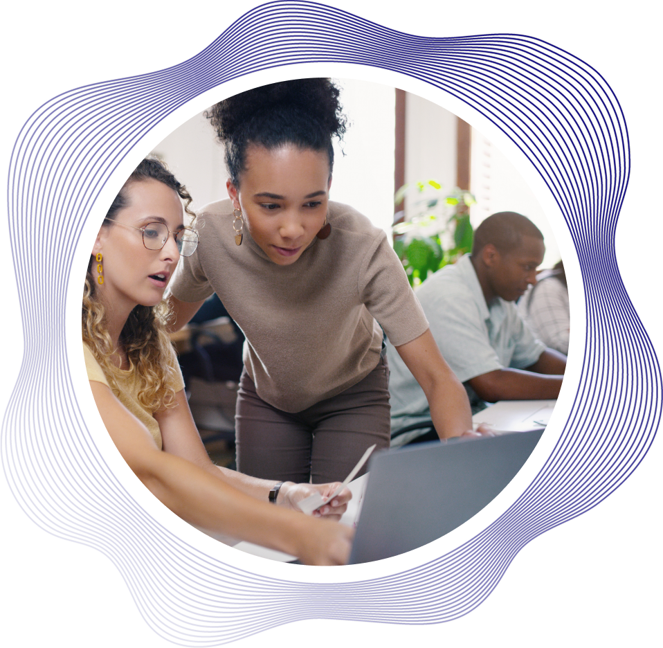 two female colleagues collaborating at work