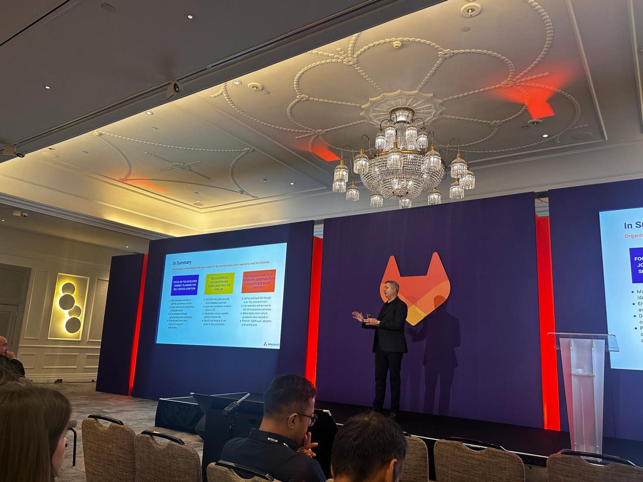 Image of speaker at the GitLab Epic conference