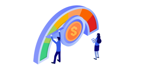 People moving a scale to show money saved