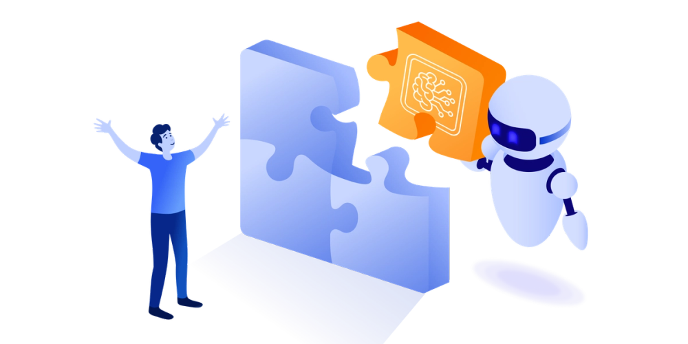 AI agent holding missing puzzle piece