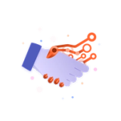 illustration of a handshake between a human and robotic hand