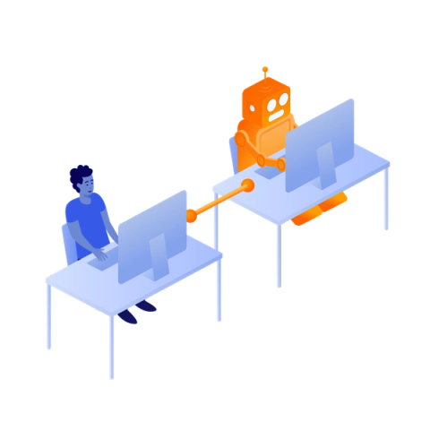 Person working alongside a robot