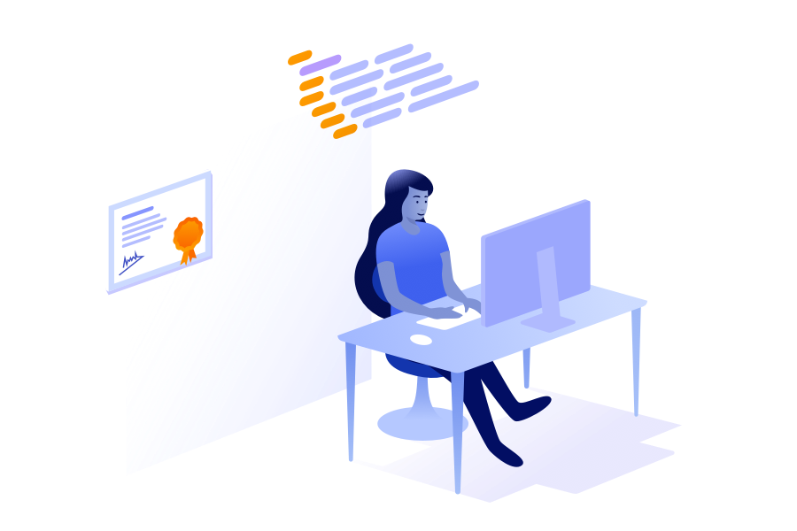 osoba radi za stolom