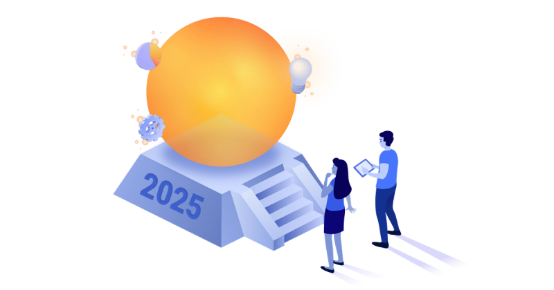 Platform with orange ball and 2025 date