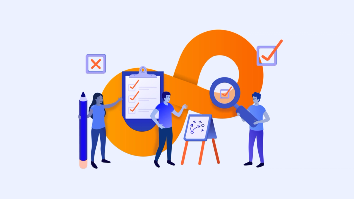 Skupina ljudi koja pregledava DevOps grafikone i rezultate