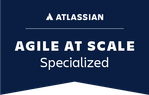 Insignia de especialista en metodología ágil a escala de Atlassian