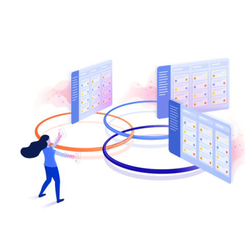 Person looking a three screens