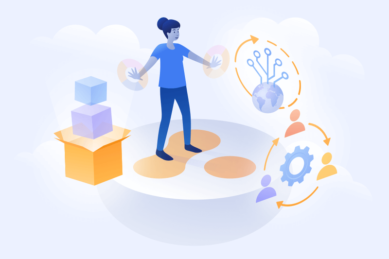 Person with multiple solutions around them