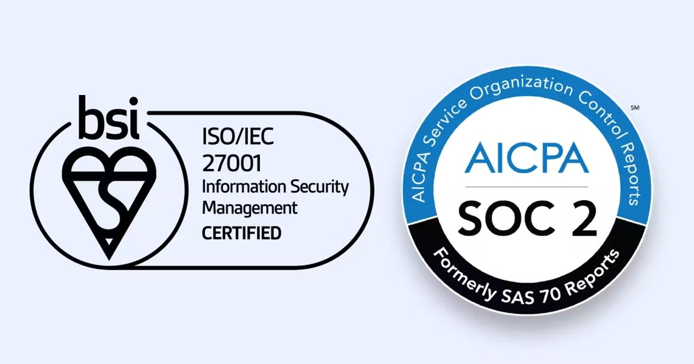 ISO and SOC 2 certifications