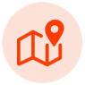 Map with a point marking end point