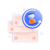 illustration of a hourglass on some documents