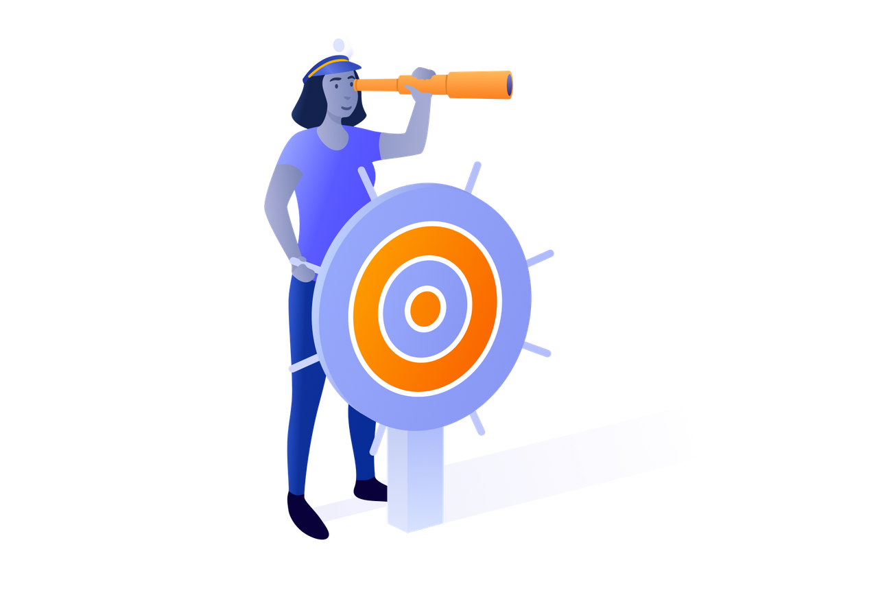 Person with telescope