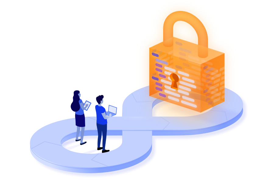Infinite loop with people checking padlock 