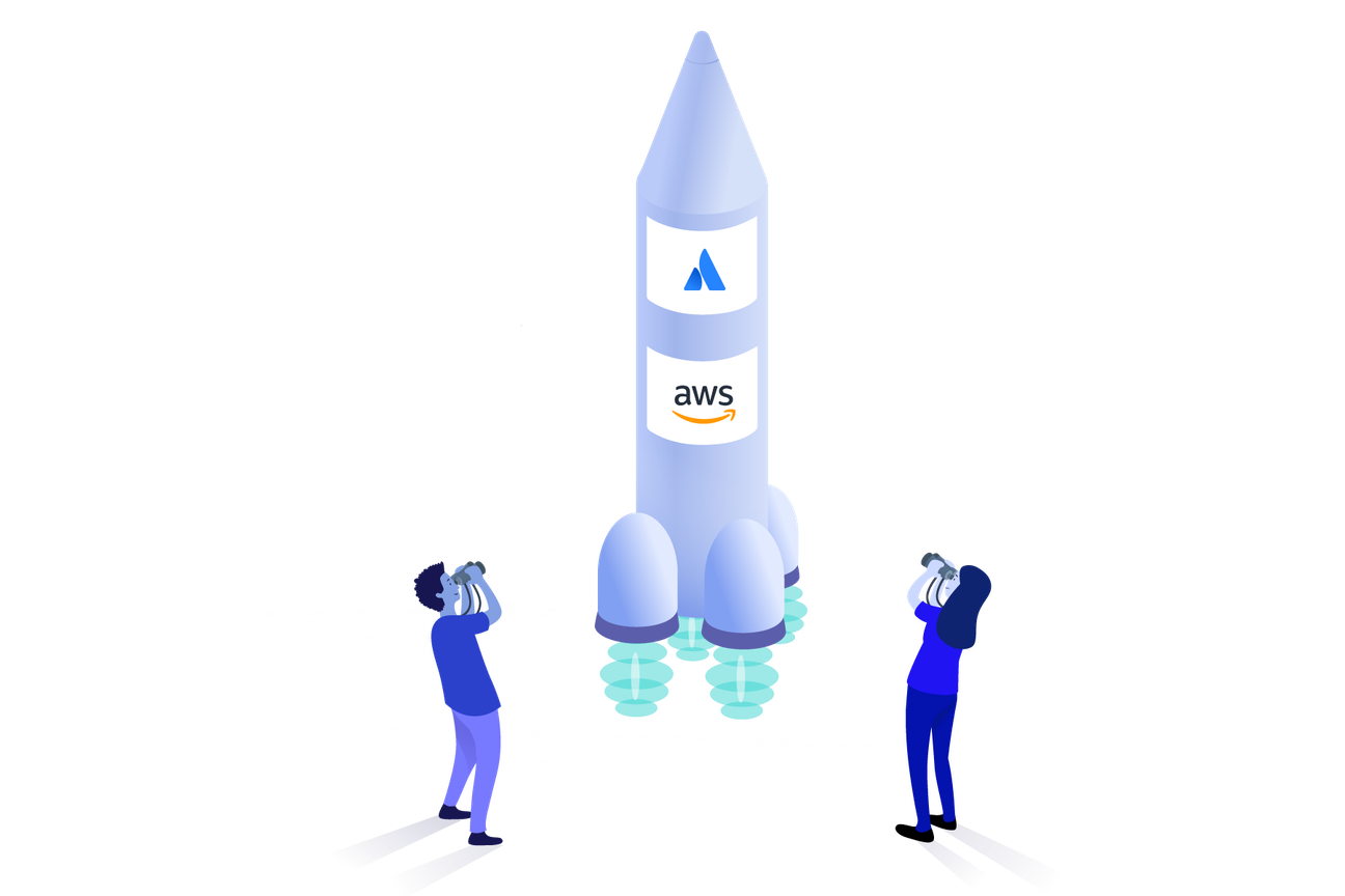 People watching a rocket go up